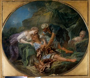 Amintas (nebo Amyntas) se vrací k životu v náručí Sylvie Vnuk boha Pana se k němu vrací v náručí Sylvie, do které je zamilovaný.“ Obraz Francoise Bouchera (1703-1770). 1756. Rozm. 1,20 x 1,36 m Prohlídky, Musee des Beaux Arts