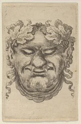 Bakchova maska s věncem z hroznových listů a stuhou, od Divers Masques, ca. 1635-45.