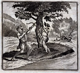 Lev a krysa. Bajky Jean de La Fontaine (1621-95). Ilustrace Francois Chauveau (1613-1676). Vydání z roku 1728.