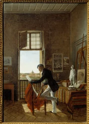 Dílna Francoise Edouarda Picota (1786-1868) ve Villa Medicis. Obraz Jean Alaux Dit Le Romain (1786-1864)