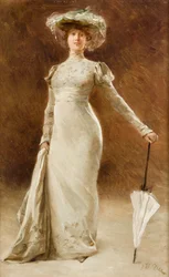 Žena v kostýmu Empire, kolem roku 1905 (olej na palubě)