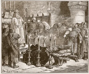 Fitz-Arthur zakazuje pohřbít Williama, ilustrace z knihy "Cassell