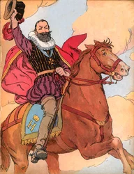 Král Jindřich IV. (1553-1610) (francouzský král Jindřich IV.) Ilustrace Francoise Edouarda Ziera (1856-1924) v Our-glories-nationales”” 1920