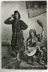 Mezopotámský tanečník a hudebníci, v Saint Jean d