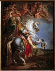 Jezdecký portrét Francoise III. (1708-1765), vévody lotrinského, tehdejšího germánského císaře a velkovévody Toskánska, manželky Marie Terezie Rakouské (1717-1780) Obraz Francoise Eisena (1695-1778)