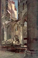 Interiér ruin opatství Saint Jean des Vignes, Soissons, Francie, 18. května 1915, 1926.