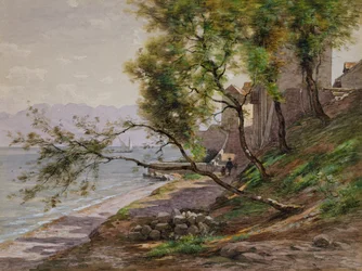 Na okraji Ženevského jezera (akvarel na papíře)