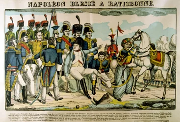 Napoleon zraněn u Ratisbonu, duben 1809, c1835