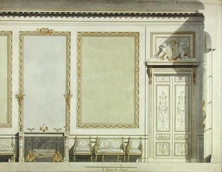 Návrh pro dům vévodkyně z Mazarin, kolem roku 1777 (akvarel na papíře)