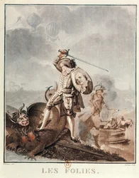 Figaro v boji s harpyjí, kolem roku 1786 (akvatinta)