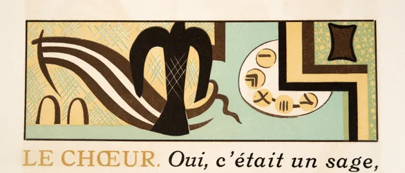 Grafická ilustrace z Prométhée Enchaîné od Aischyla, hospoda. 1941 (tisk šablony)