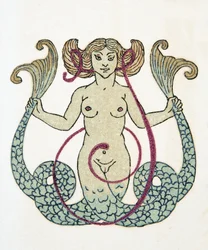 Mořská panna, pub. 1922 (šablonový tisk)