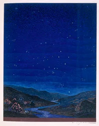 Noční krajina, ilustrace z Rudyarda Kiplinga ‚Kim‘, 1930