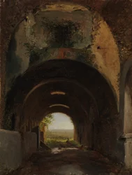 Pohled ve stájích vily Maecenas, Tivoli, ca. 1805-10.