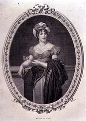 Portrét Madame de Stael (1766-1817) vyrytý Johnem Quartleym (rytina)