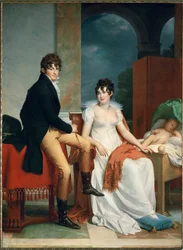 Hrabě Moritz Christian Fries a hraběnka Maria Theresia Fries s dítětem Moritzem, narozeným roku 1804 (olej na plátně)