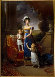 Portrét Marie Caroline, princezny ze dvou Sicílie, vévodkyně z Berry (1798-1870) a jejích dětí Obraz Francoise Gerarda (1770-1837) 1820 Sun. 0,4x0,3m