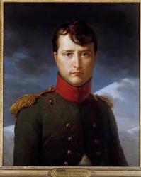 Portrét Napoleona Bonaparta (1769-1821) en Premier Consul Malba Francoise Gerarda (1770-1837) 1803 Ne. 0,62x0,53 m Chantilly, musee Conde - Portrét Napoleona Bonaparta (1769-1821) jako prvního konzula -Apinting od Francoise Gerarda (1770-1837), olej na