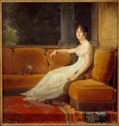Portrét císařovny Josefíny de Beauharnais (1763-1814) v jejím salonu v Malmaisonu. Obraz Françoise Gérarda (1770-1837), 1801. Slunce. 1,71x1,64 m. Malmaison, Musée du Château - Celopostavný portrét císařovny Josefíny de Beauharnais (1763-1814) in t