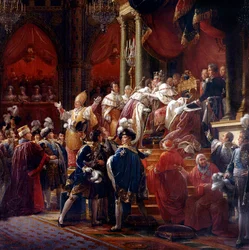 Korunovace krále Karla X., 29. května 1825 v katedrále v Remeši, kolem roku 1827 (detail)