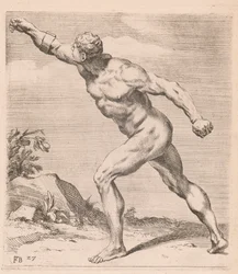A Nude Fighting Man, boční pohled, otočený doleva [talíř 27]