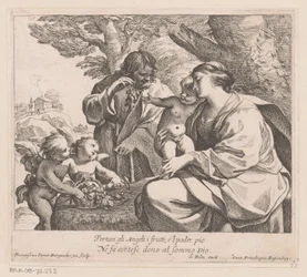 Svatá rodina s putti a hrozny Portan gli Angeli i frutti (...) (název na objektu)