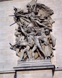Marseillaisa na pařížském Vítězném oblouku. Socha od Françoise Rudea (1784 - 1855)