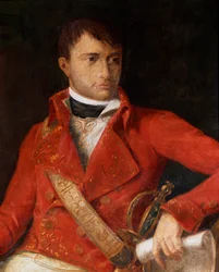Portrét Napoleona I. Bonaparte (1769-1821) v uniformě prvního konzula Detail. Obraz připisovaný Francois Xavier Fabre (1766-1837) Milán, Museo del Risorgimento