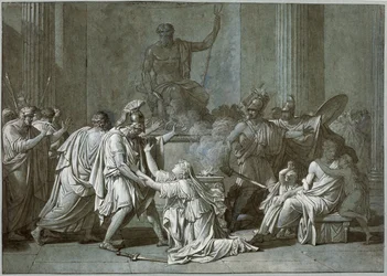 Cléombrote a Léonidas, kolem roku 1795 (pero a inkoust s kvašem na papíře)