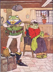Ilustrace z „The Frog would a Wooing Go“ od Charlese H. Bennetta, 1916