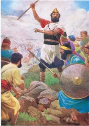 Saul získává své království z knihy The Bible Picture Book vydané Thomasem Nelsonem kolem roku 1950