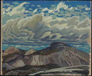 Říjen, Cranberry Hills, 1943 (olej na překližkové desce)