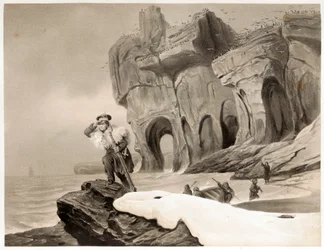 Medvědí ostrov z cest po Skandinávii, Laponsku, Špicberkách a Faerských ostrovech, hospoda. 1852.