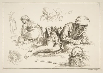 List náčrtů, ca. 1735.