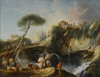 Pohled na Tivoli s chrámem Vesta, c.1749