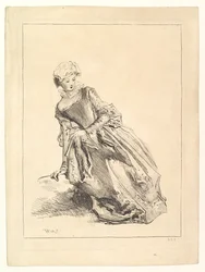 Žena nakloněná doleva, 1722-28.
