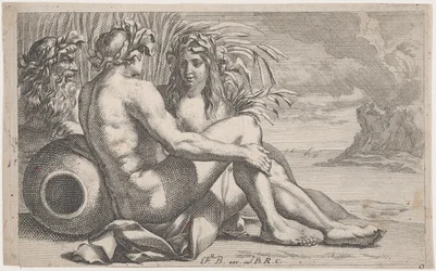 Říční bohové ležící před mořskou krajinou, 1651–82.