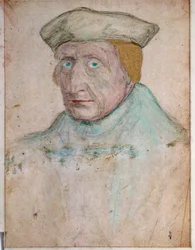 Portrét Guillauma Bude (Budee) (Budaeus) (1467-1540), mistr královského knihkupectví Františka I. ve Fontainebleau Kresba Francoise Cloueta (1475 / 1485-1540). 1535. Musee Conde, Chantilly