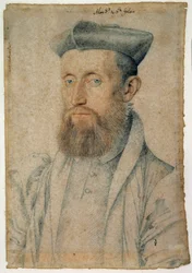 Portrét Mellin de Saint-Gelais (nebo Saint Gelais, Saint Gelays, Saint Gelays, Saint-Gelais, Sainct Gelais) (1495-1558), francouzský básník. Kresba krví a černým kamenem od Cloueta Francoise (1515-1572), kolem roku 1500. Chantilly, Musee Conde