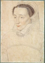 Portrét neznámé dámy. Kreslení krve a černého kamene od Clouet Francois (1515-1572)