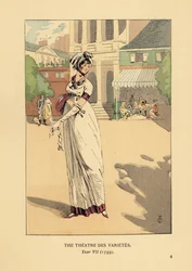 Módní žena před Theater des Varietes, Boulevard Montmartre, ročník VII