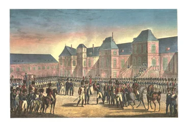 Napoleonův odjezd z Fontainebleau, 20. dubna 1814, c1850