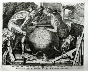 Geometrie, vyryl Hieronymus Cock (asi 1510-70)