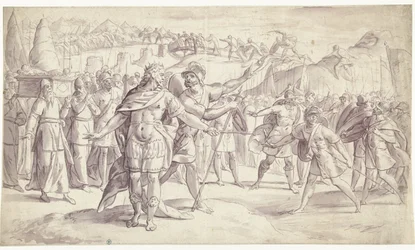 Lidé Izraele překročí řeku Historie Joshuy, ? (4?) (název série)