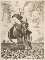 Ozbrojená čtyřmistrovská plavba směrem k přístavu z plachetnic, 1561-65.