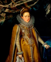 ""Portrét Marie Magdaleny Rakouské (1589-1631) toskánské velkovévodkyně"" (Portrét arcivévodkyně Marie Maddaleny Rakouské (1587-1631), velkovévodkyně toskánské) Obraz Franze Pourbuse mladšího (1569-1622), cca 1604 - Olej na plátně Rozměr 116x108