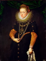 ""Portrét polské královny Konstancie Rakouské (1588-1631)"" (Portrét rakouské Kostnice (1588-1631), polské královny) Obraz Franse Pourbuse mladšího (1569-1622), cca 1603 - Olej na plátně Rozměr 114x87 cm Zámek Ambras, Innsbruck