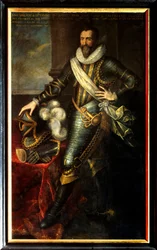 Portrét Maxmiliána de Bethune, vévody ze Sully (1559-1641) jako velkého mistra dělostřelectva. Obraz Pourbuse Franze II Le Jeune (Frans nebo Francois Porbus
