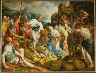 David a Abigail (malba na dubovém dřevě)