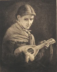 Mladá dívka s mandolínou